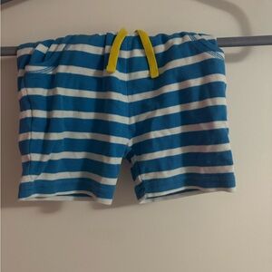 Blue & White Striped Kids Shorts with Yellow Drawstring